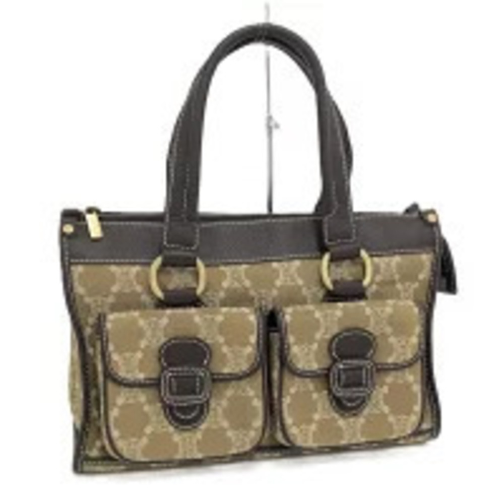 Celine handbag Paris Macadam canvas leather Khaki Green
